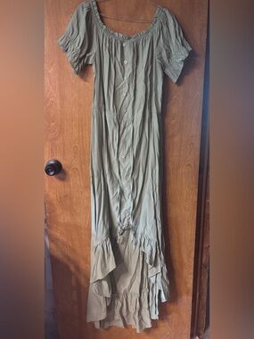 Women’s Sage Green Button-Front Maxi Dress